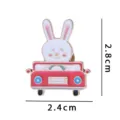 Close-up detail of the cute cartoon rabbit driving a red car enamel pin brooch, compact size. - Rabbit Driving (YH975#) / Without Card