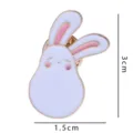 Detailed shot of cute rabbit enamel brooch, featuring metal pin and pink details for accessories. - Little White Rabbit / Without Card Packaging (YH71)
