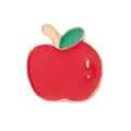 Cute red apple enamel brooch pin with green leaf, lovely clothing bag accessory gift. - 1369# (Without Cardboard Packaging)