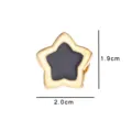 Closeup detail view of the star metal brooch with size dimensions, alloy badge accessory. - Black Pentagram (1419#) / Without Card