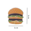 Detailed shot of the cute burger enamel pin showing its 3cm size, alloy material, and colors. - Burger YH936# (Without Cardboard Header)