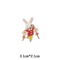 Cute New Year rabbit enamel pin, festive red coat cartoon brooch for bag, holiday gift - Lucky Rabbit (YH1092) / With Card