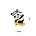 Cute cartoon skateboarding panda alloy brooch badge for clothes, bags and daily wear. - YH1319 (Without Card)