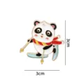 Close up detail view of cartoon skiing panda enamel pin, cute alloy badge for clothes and bags. - YH1320 (Without Card)