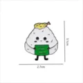 Cute cartoon onigiri enamel pin detail view, showing precise dimensions of 3.1cm by 2.7cm clearly. - 1501# Rice Ball / Without Card