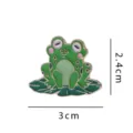 Green frog enamel brooch detail shot, showing cute cartoon animal design on lotus leaf with 3cm size. - Without Card / 986# Lotus Leaf Frog