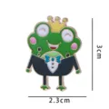 Detailed close-up of cute green frog lapel pin with crown and suit, metal drip oil craftsmanship. - Without Card / 985# Crown Frog