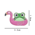 Cute green frog in flamingo float enamel pin, lovely metal brooch badge fashion jewelry item gift. - Without Card / 984# Green Frog Flamingo