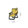 Cute yellow camping chair enamel pin, creative beach chair metal badge apparel accessory. - Folding Stool (1526#) / Without Card