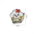 Cute cartoon white dog enamel brooch pin with red bow, alloy clothing bag accessory gift. - 1550# (Without Backing Card Packaging)