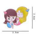 Broche badge en métal émaillé double fille dessin animé, détail accessoire mignon. - Sans Emballage Carton (YH1069#)