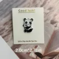 Cute cartoon panda mother and child enamel pin badge brooch, metal alloy lapel accessory. - Hugging Panda (With Cardboard)