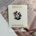 Cute panda enamel pin with red heart, lovely cartoon lapel badge for women, trendy fashion accessory. - Heart Panda (With Cardboard)