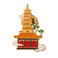 Chinese style Leifeng Pagoda metal enamel pin, traditional architecture badge for clothes and bags. - Leifeng Pagoda (YH1238) / With Card