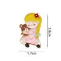 Cute cartoon blonde girl hugging bear enamel pin detail view metal badge clothing accessory - YH1315 Style / Without Card