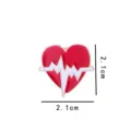 Detailed view of the red heart ECG enamel brooch, featuring durable alloy pin and clear dimensions. - Lightning Heart (YH130#) / Without Card