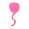 Cute pink balloon enamel pin detail, metal badge closeup showcasing exquisite gold trim finish. - 1329# (No Card)