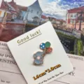 Cute enamel elephant brooch pin with colorful balloons, metal lapel pin badge accessory. - Balloon Elephant (With Card)