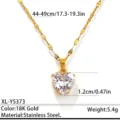 Elegante roestvrij staal 18K vergulde hart zirkoon hanger ketting vrouwen sleutelbeen sieraden. - 18K verguld / Goud - Hart Zirkon Stijl (XL-YS373)