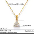Gouden Zirkonia Driehoek Hanger Ketting Van Roestvrij Staal 18K Verguld Sieraad - 18K verguld / Goud - Driehoek Zirkon Stijl (XL-YS374)