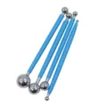 4-teiliges Edelstahl Kugel-Styling-Werkzeugset für Tonskulpturen und Fondantblumenformen. - Blaue OPP-Beutel-Verpackung / Blau