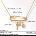 Collier épingle de sûreté en acier inoxydable avec pendentif charme, bijou élégant pour femme. - Plaqué or 18K / Or - Style Clé Trombone 2 (XL-YS392-2)