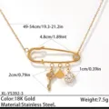 Collier pendentif épingle de sûreté en acier inoxydable avec charms, bijoux dorés or 18k. - Plaqué or 18K / Or - Style Coquillage Trombone 3 (XL-YS392-3)