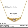 Collier pendentif incurvé en acier inoxydable pour femme, bijoux minimalistes plaqués or 18K. - Plaqué or 18K / Or - Style Zircon Incurvé (XL-YS356)