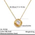 Collier Pendentif Coussin Acier Inoxydable Or 18K Élégant Bijou Zircone Carré Tendance - Plaqué or 18K / Or - Style Zircon Carré (XL-YS358)