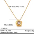 Collier pendentif fleur en acier inoxydable couleur or 18K élégante chaîne pour femme. - Plaqué or 18K / Or - Style Petite Fleur Zircon (XL-YS359)
