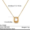 Acier inoxydable plaqué or 18K pendentif cristal rectangulaire collier chaîne clavicule femme - Plaqué or 18K / Or - Style Cristal Rectangulaire (XL-YS360)