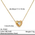Collier pendentif cœur en acier inoxydable pour femme, chaîne bijou plaqué or 18k. - Plaqué or 18K / Or - Style Zircon Cœur (XL-YS361)