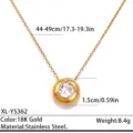 Collier pendentif cristal couleur or 18K en acier inoxydable élégant bijoux tendance - Plaqué or 18K / Or - Style Zircon Rond (XL-YS362)