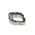 Stainless steel cookie cutter detail view, fancy scalloped plaque shape baking mold set. - M7000-2