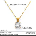 Elegante 18K vergulde roestvrijstalen zirkonia solitair hanger voor dames sieraden - 18K verguld / Goud - Ronde Enkele Zirkon Stijl (XL-YS376)