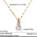Collier pendentif zircone goutte plaqué or 18K en acier inoxydable chaîne clavicule. - Plaqué or 18K / Or - Style Zircon Blanc Goutte d'Eau (XL-YS377)