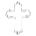 Stainless steel cross cookie cutter detail, premium metal baking mold for festive treats. - Cross 7363