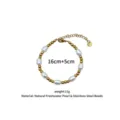 Pulsera de perlas de agua dulce y cuentas de acero inoxidable, joya elegante para mujer. - Pulsera / Dorado