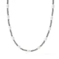 Collar corto de moda con cuentas de metal de acero inoxidable y perlas de agua dulce - Collar / Plateado