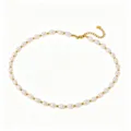 Elegante collar de gargantilla de perlas de agua dulce con cuentas doradas, joya de mujer. - Collar / Dorado