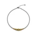 Detail shot of two-tone beaded necklace featuring gradient gold and silver spheres close-up. - Silver #1
