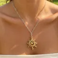 Detailed view of irregular stainless steel sun pendant necklace for women fashion jewelry. - Two-Tone 2#