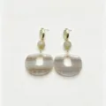 Chic resin drop earrings featuring gold shell studs and unique striped pendants style. - 3#