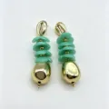 European style gold cowrie mint green stacked flower drop earrings for fashion women. - 3#