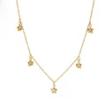 Detailed shot of gold-plated star pendant necklace with sparkling clear rhinestones for women. - Gold Five-pointed Star
