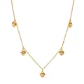 18k gold plated stainless steel heart pendant necklace with shimmering crystal stones for women. - Gold Heart