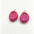 Chic hot pink geometric resin drop earrings with gold tone small hoop for women style - Hot Pink
