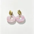 Retro geometric resin drop earrings for women stylish pink gold tone statement jewelry - 3# Pink White