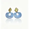 Detailed close-up view of chic blue resin and gold geometric statement earrings for women. - Style 4 (Blue)
