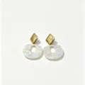 Elegant resin and metal earrings featuring geometric diamond and irregular oval designs. - 7# Mother of Pearl